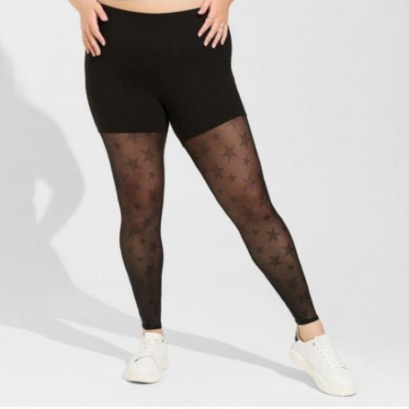 TORRID NWT Full Length Signature Waist Flocked Legging Black Stars - Picture 1 of 4